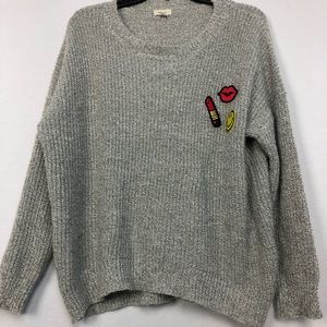 Sweater grey with patches size medium large